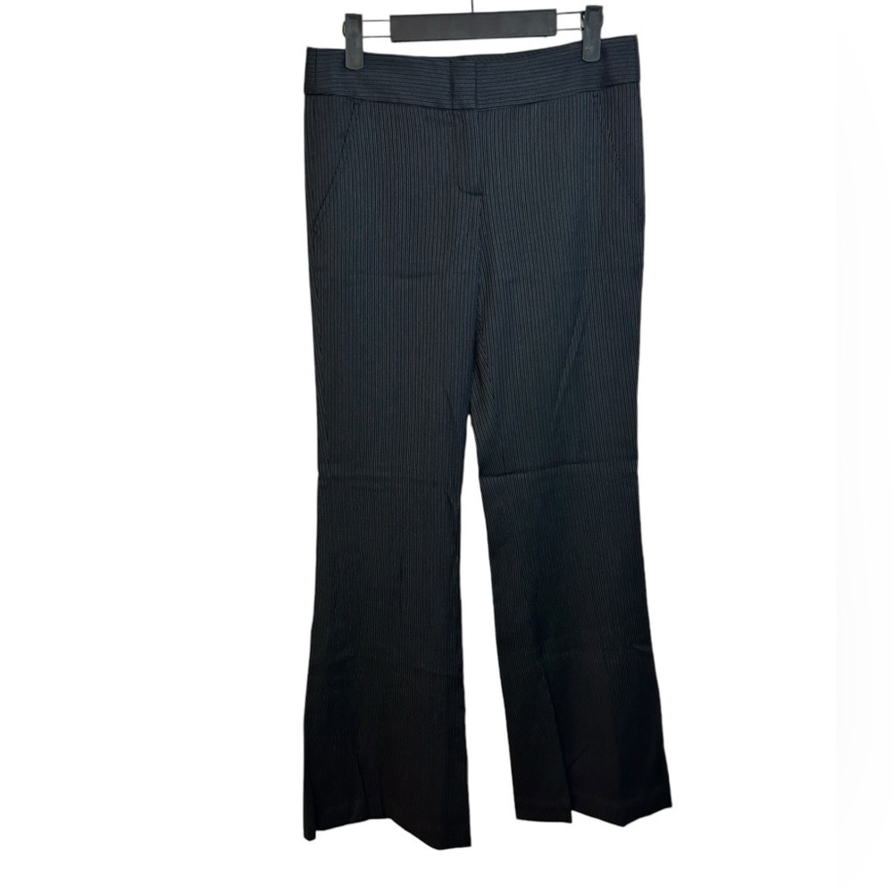 BCBGMAXAZRIA Wool Blend Black Pinstripe Flare Trousers